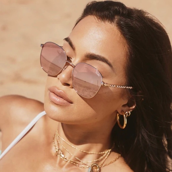 Quay Australia Jezabell Links Rose Gold Sunglasses - Picture 1 of 12